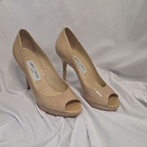 Jimmy Choo Nude Peep Toe Heels